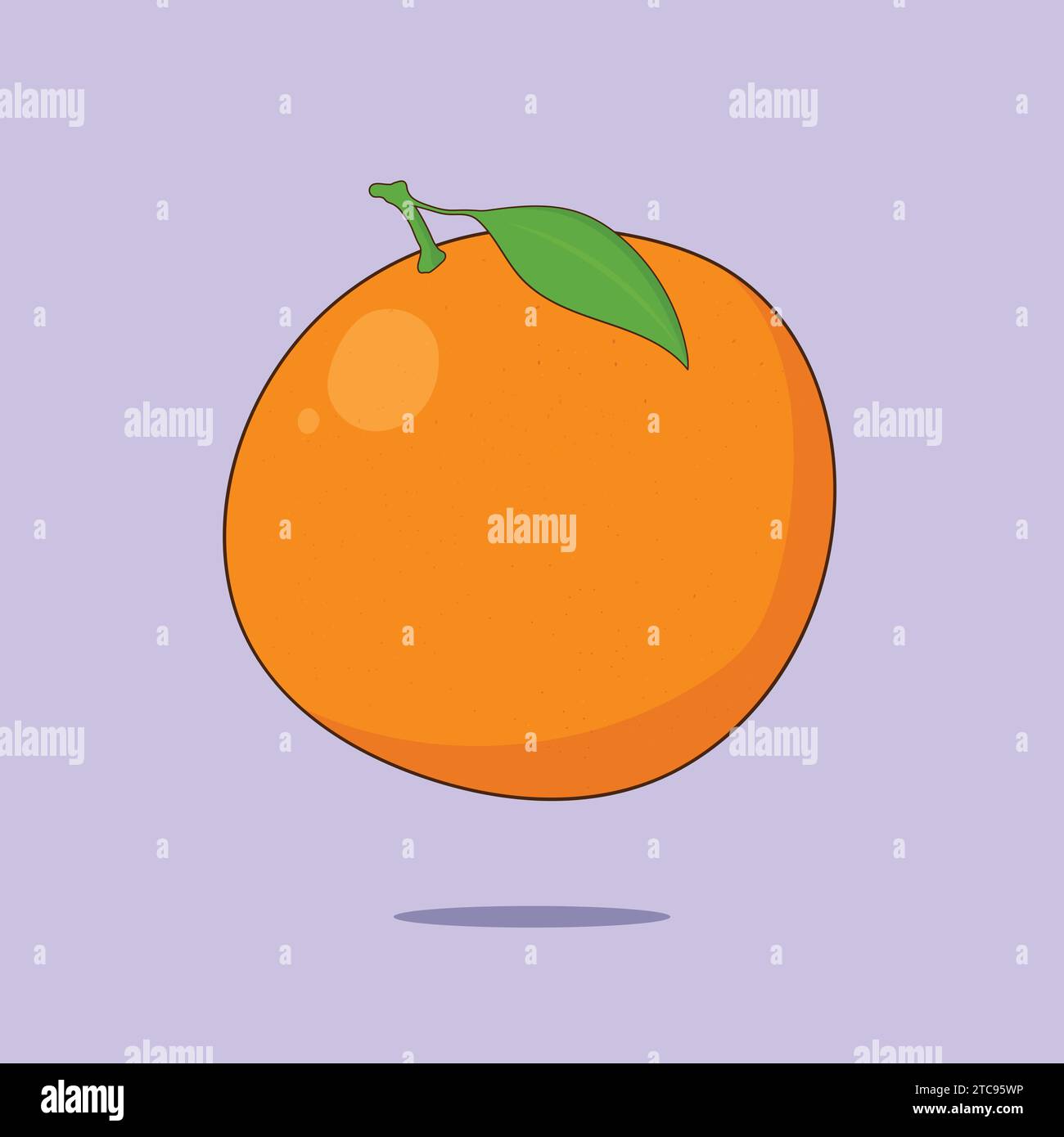 Flat Orange Fruit Vector Icon Illustration Fresh Orange Fruit Stock Vector