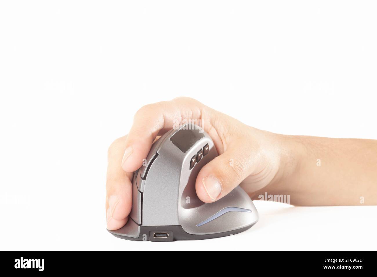 Isolated vertical mouse. Concept of body health. Office syndrome