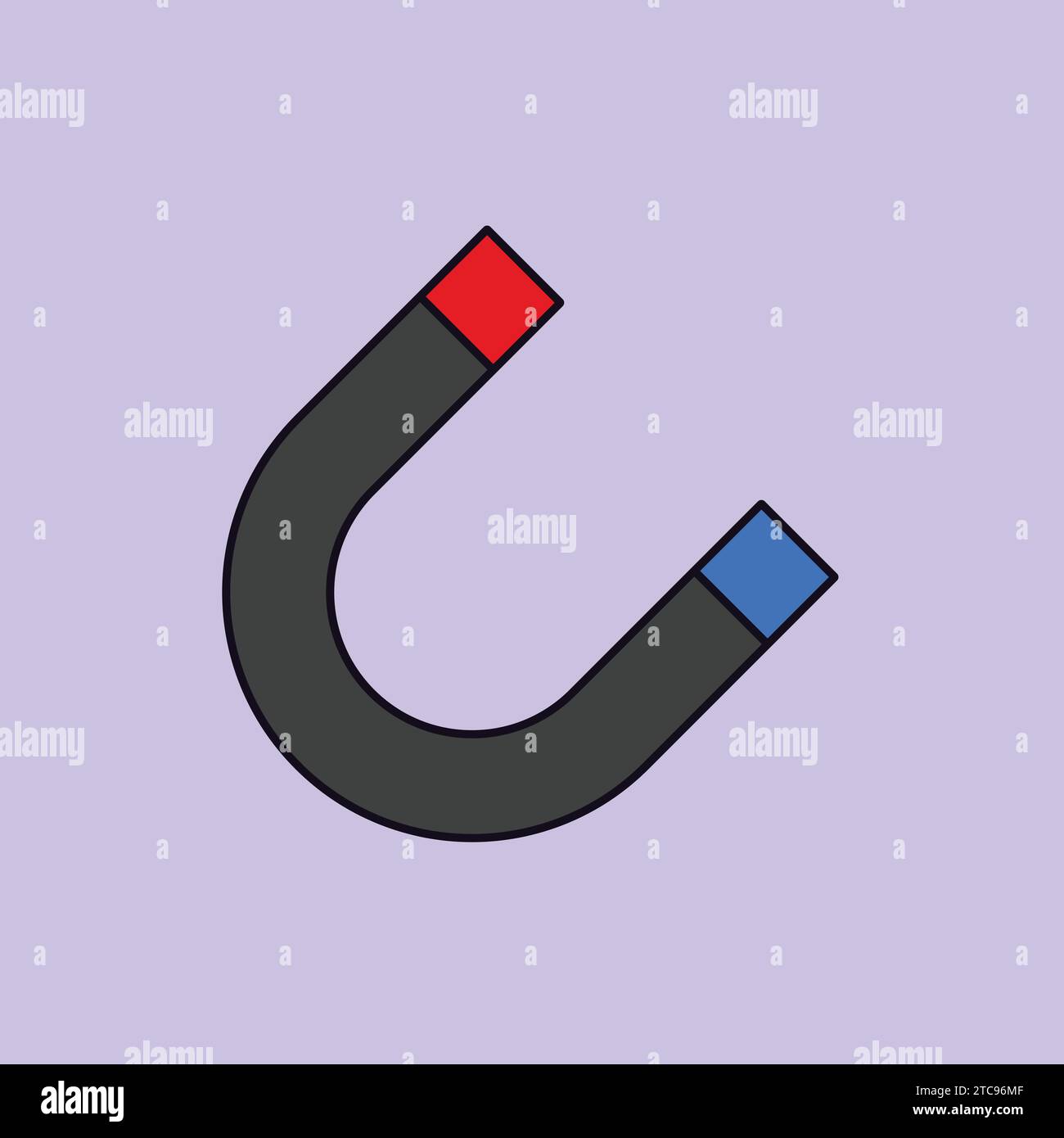 Flat Red Blue North South U Shape Magnet Icon Illustration Vector Stock Vector