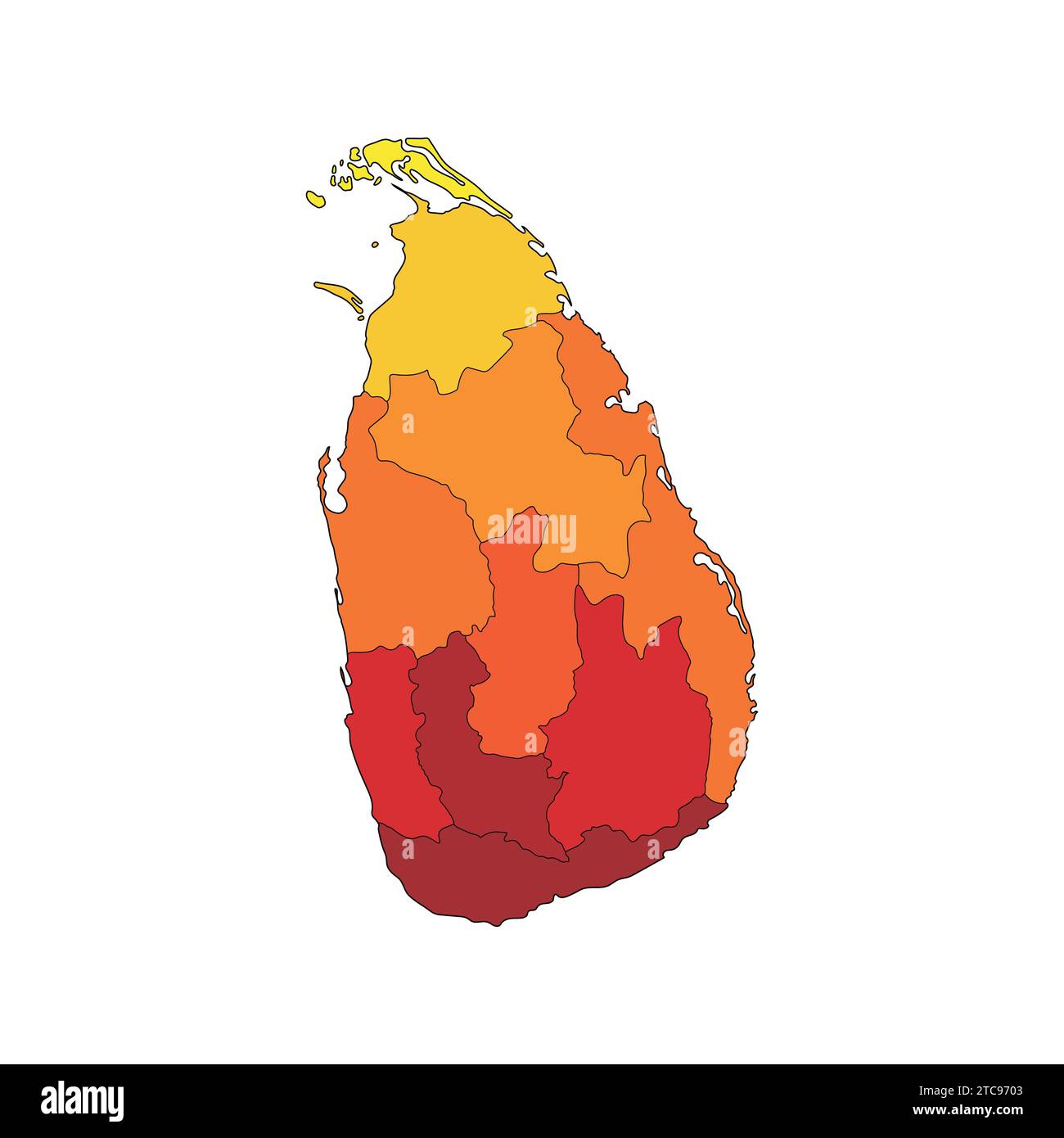 Detailed Map of Sri Lanka Vector Illustration Sri Lanka Map Stock Vector