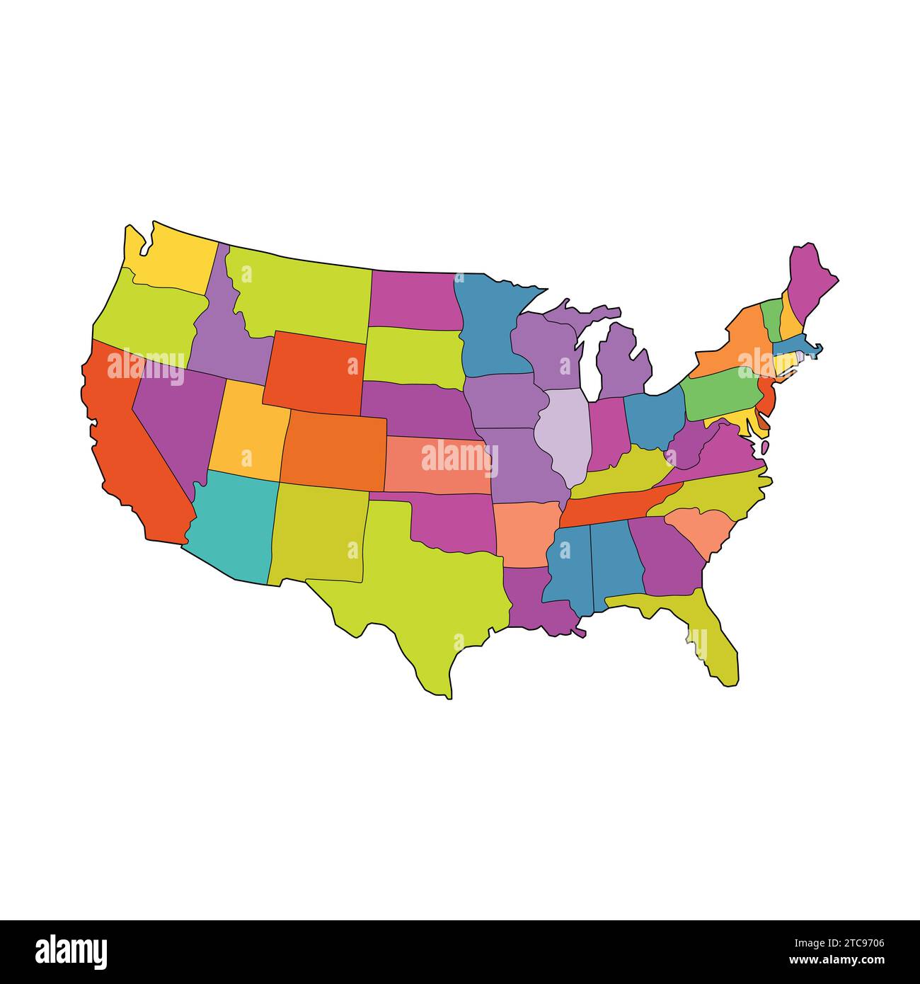 Detailed Map of United States of America Vector Illustration Icon USA map Stock Vector