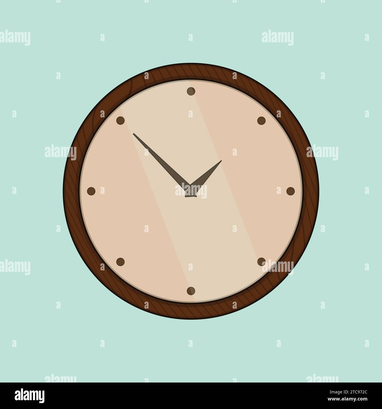 Flat Vector Wooden Clock Illustration Vector Icon Stock Vector
