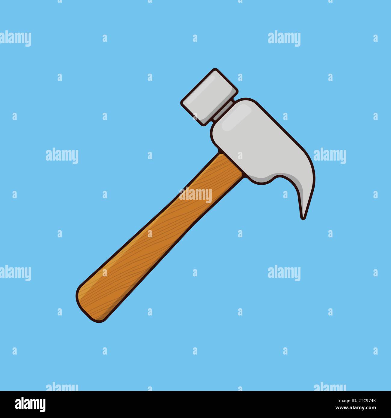 Flat Hammer Illustration Icon Vector Construction Tool Hammer Icon Stock Vector