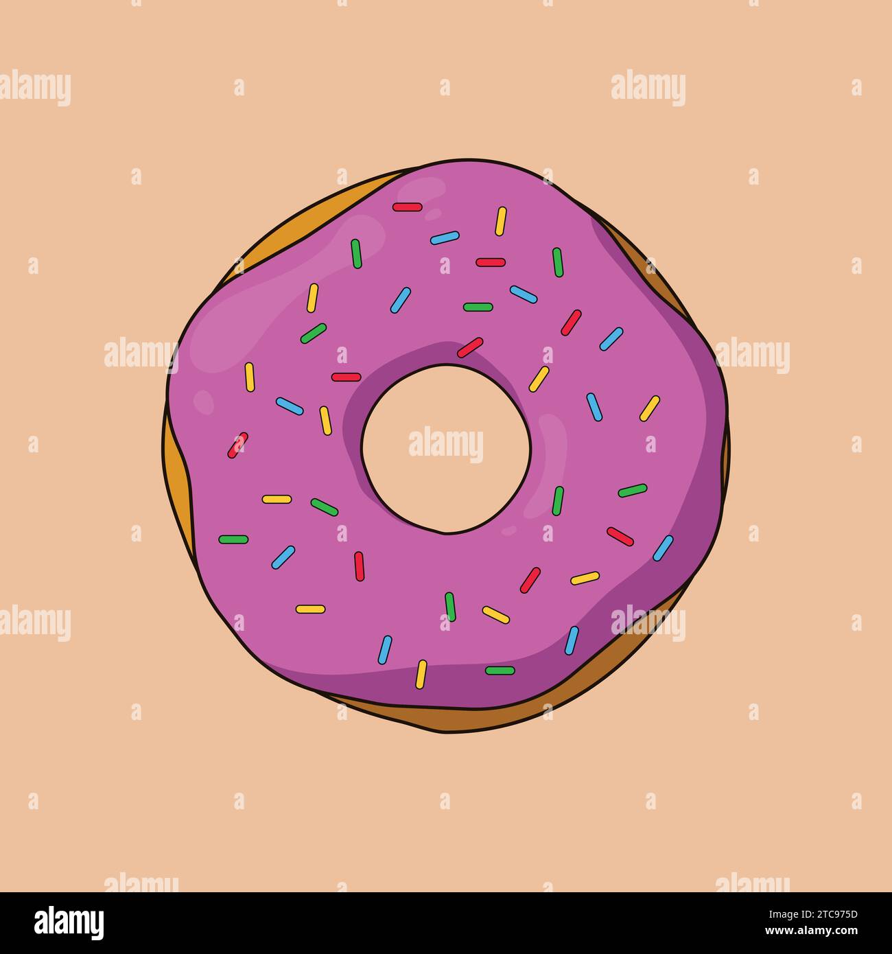 Ring shaped donut covered with strawberry Vector Image