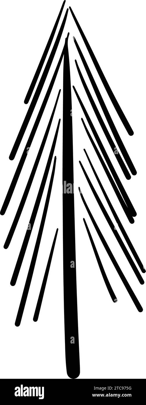 Christmas tree icon, vector hand drawn outline illustration of Xmas ...