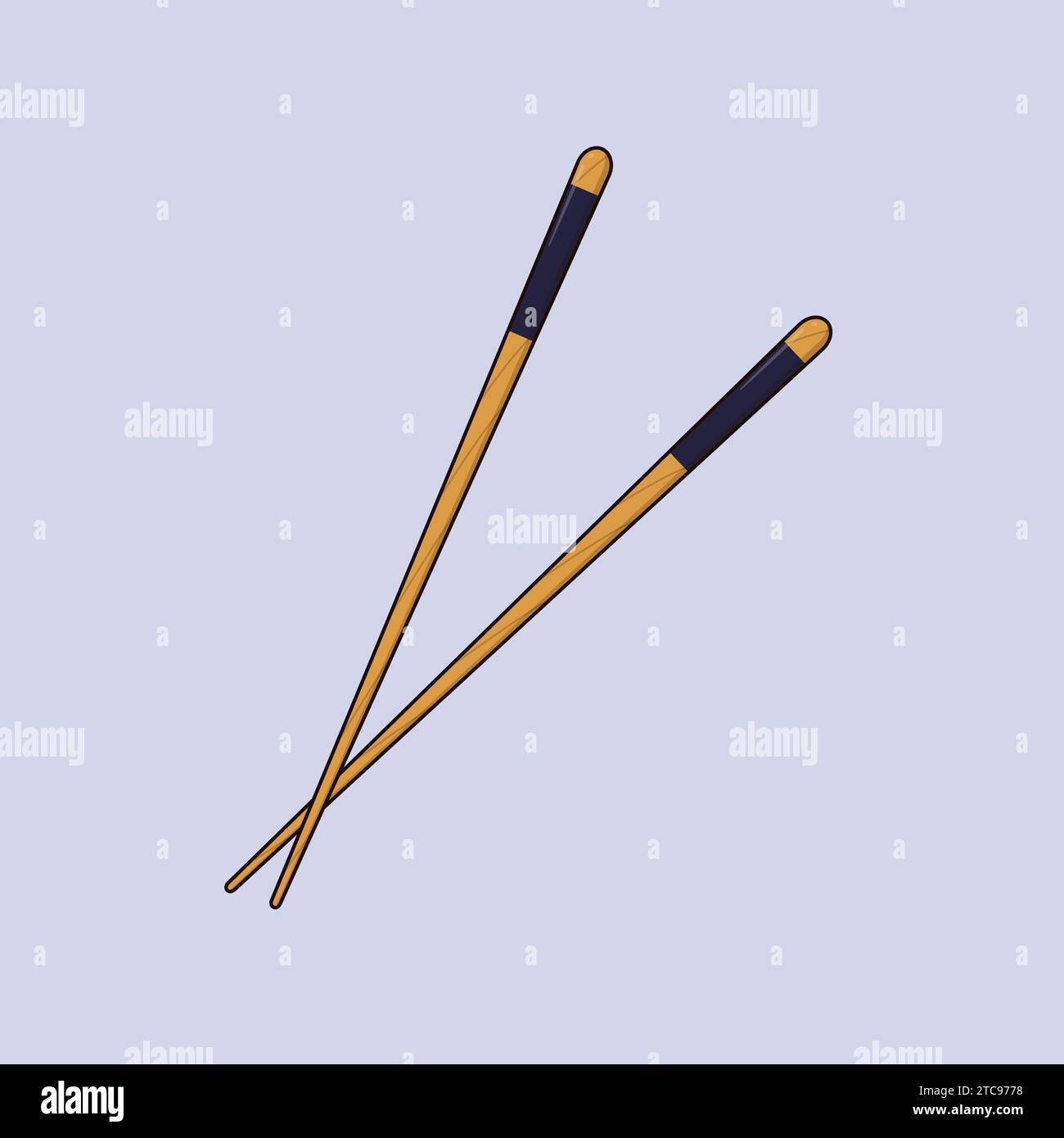 Flat Japanese Chopstick Vector Illustration Icon Food Chopsticks Stock Vector