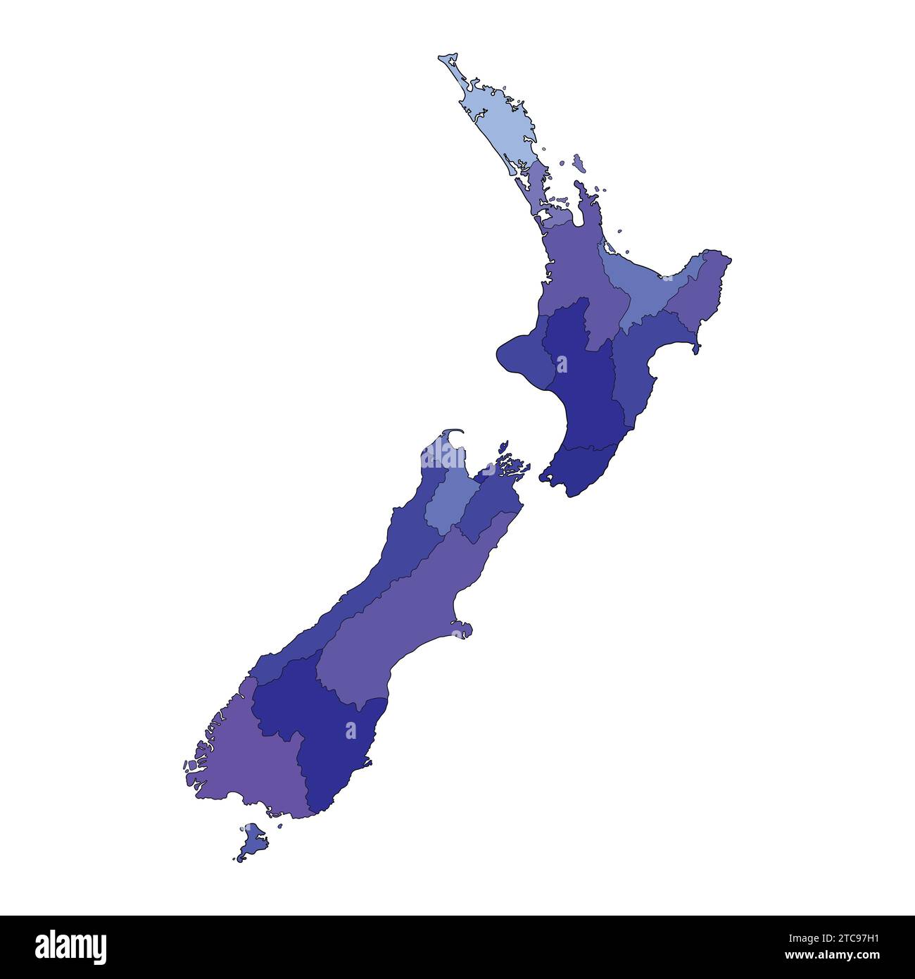 Detailed Map of New Zealand Vector Icon Illustration New Zealand Map Stock Vector