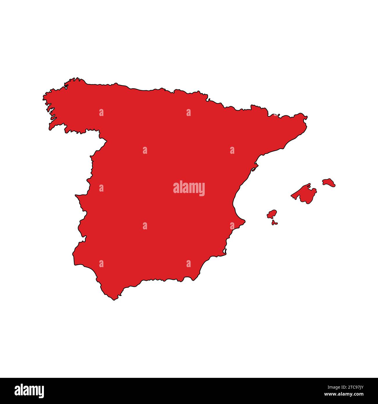 Flat Map of Spain Vector Icon Illustration Spain Map Stock Vector