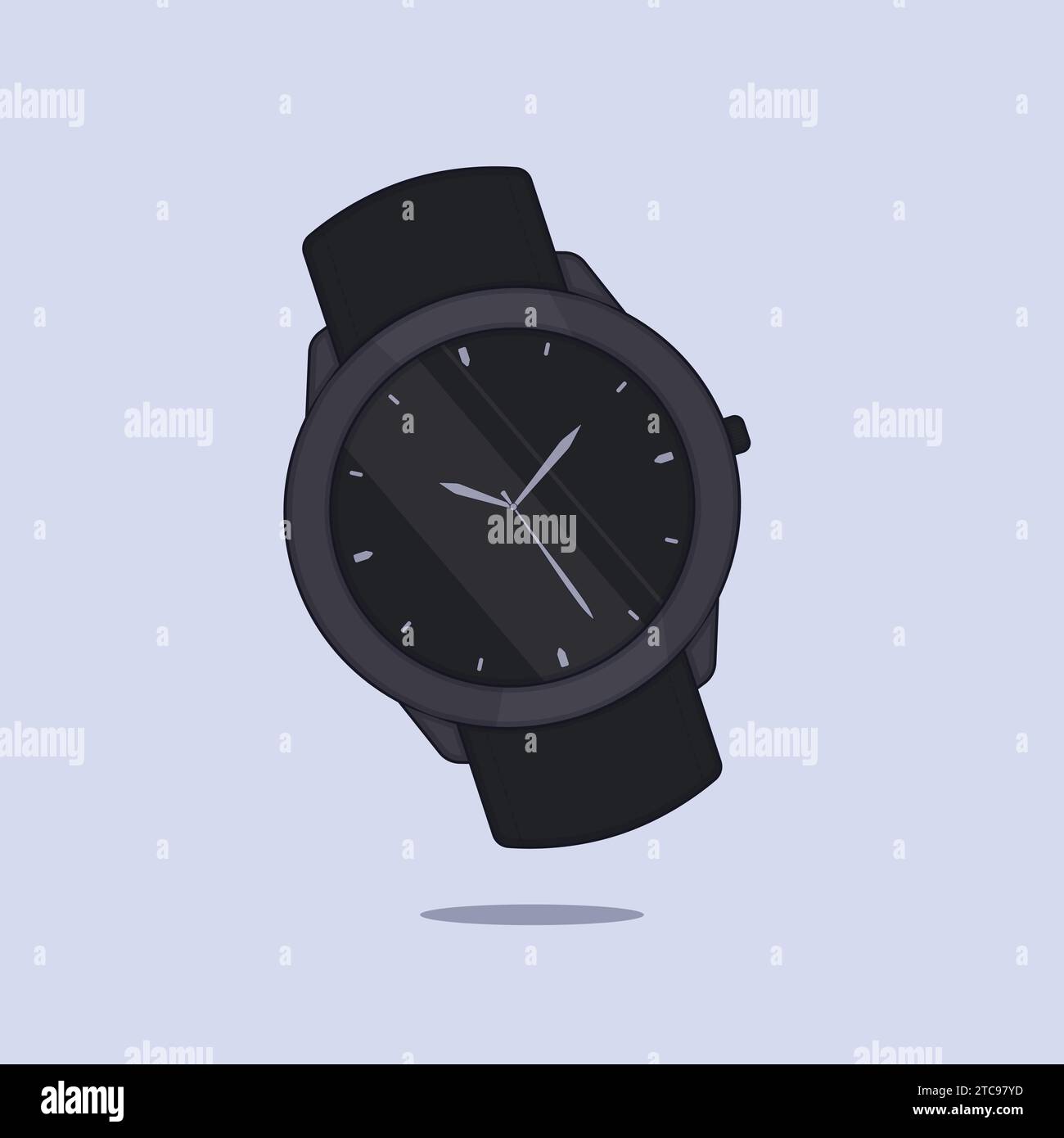 Black Matte Hand Wrist Watch Icon Vector Illustration Stock Vector