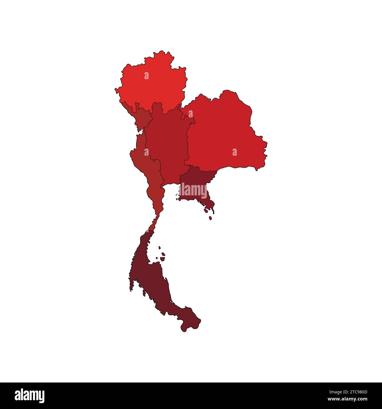 Detailed Map of Thailand Vector Icon Illustration Thailand Map Stock Vector