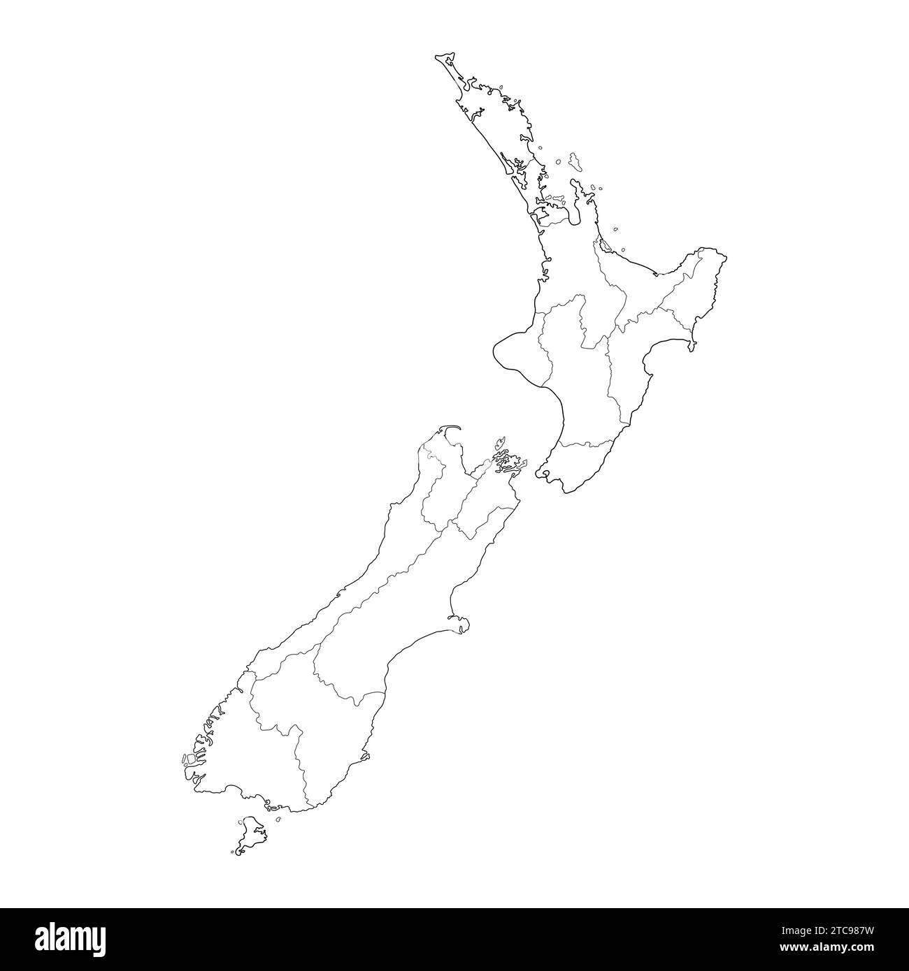 Line Map of New Zealand Vector Icon Illustration New Zealand Map Stock Vector