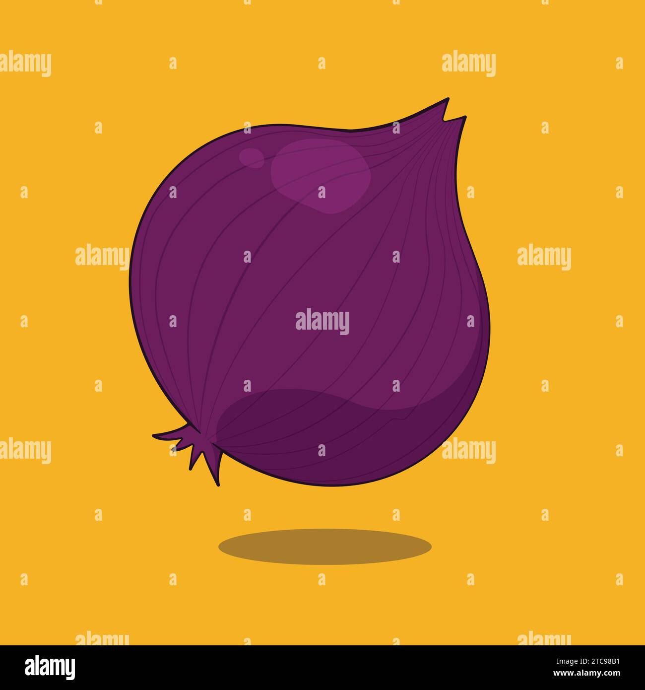 Red-Purple Fresh Onion Vector Illustration Icon Stock Vector