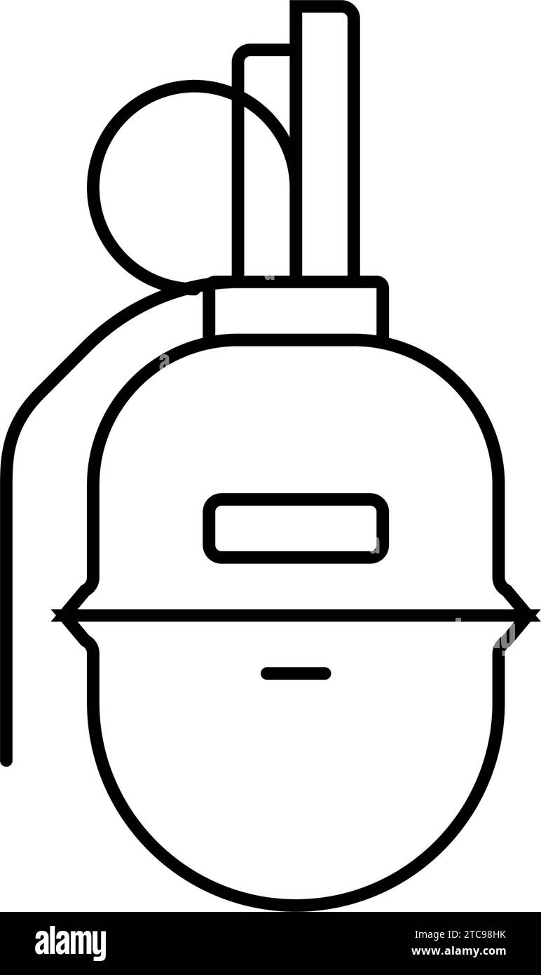 hand grenade weapon war line icon vector illustration Stock Vector ...