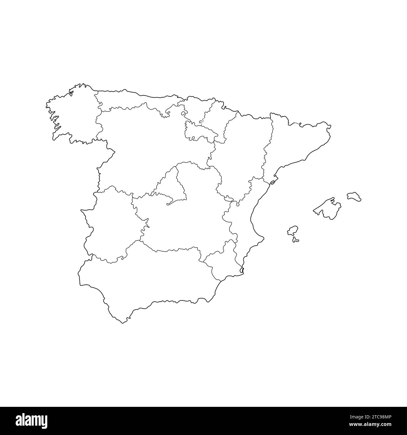Line Map of Spain Vector Icon Illustration Spain Map Stock Vector