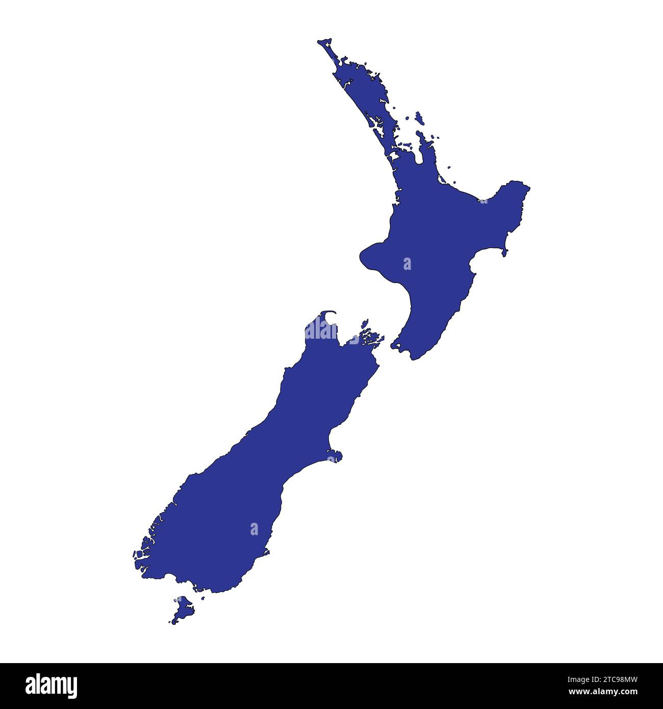 Flat Map of New Zealand Vector Icon Illustration New Zealand Map Stock Vector