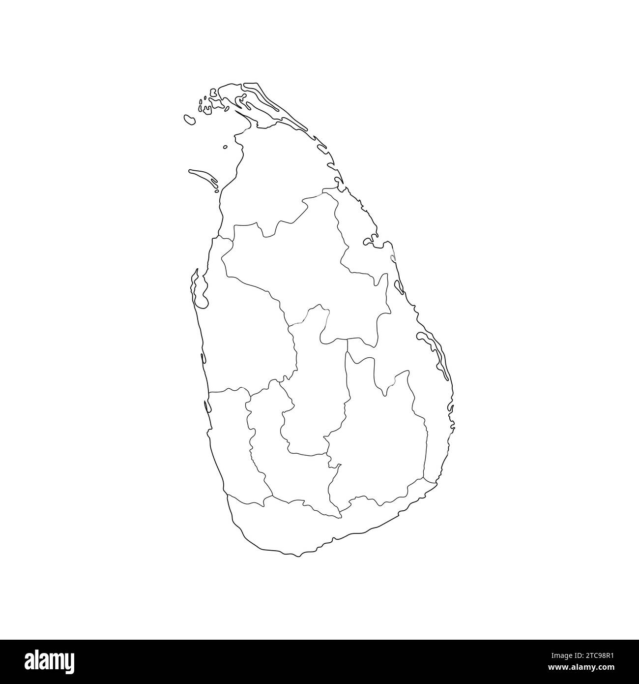 Line Map of Sri Lanka Vector Illustration Sri Lanka Map Stock Vector