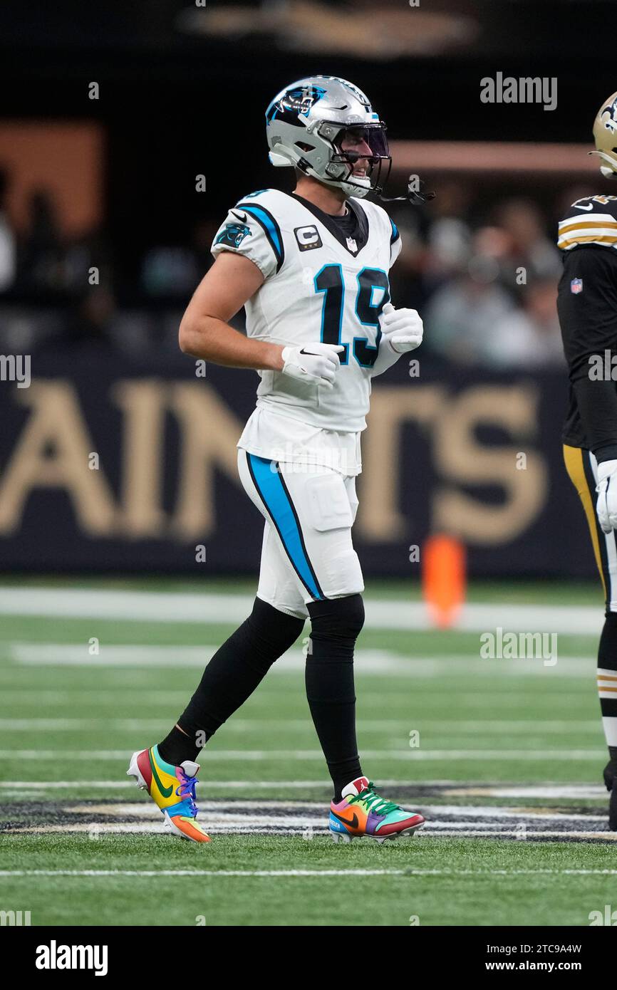 Carolina Panthers wide receiver Adam Thielen (19) wears cleats for the ...