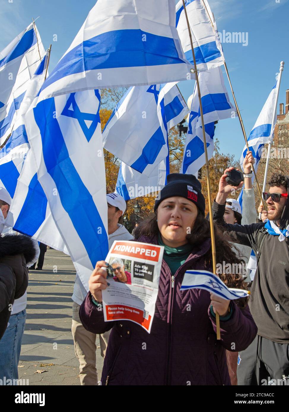 ProIsraeli demonstrators with with hostage posters demanding release