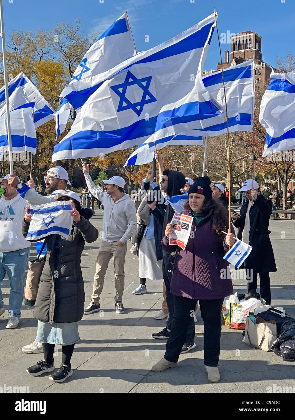 ProIsraeli demonstrators with with hostage posters demanding release