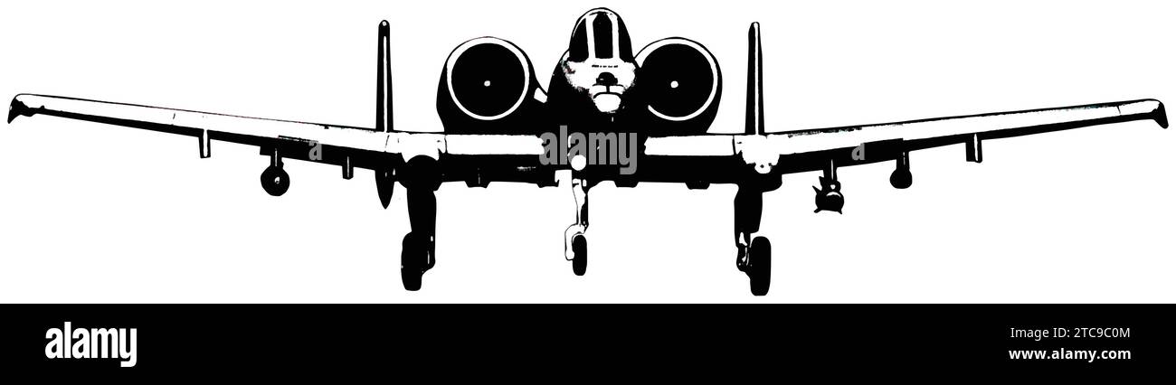A-10 Warthog black silhouette Stock Vector