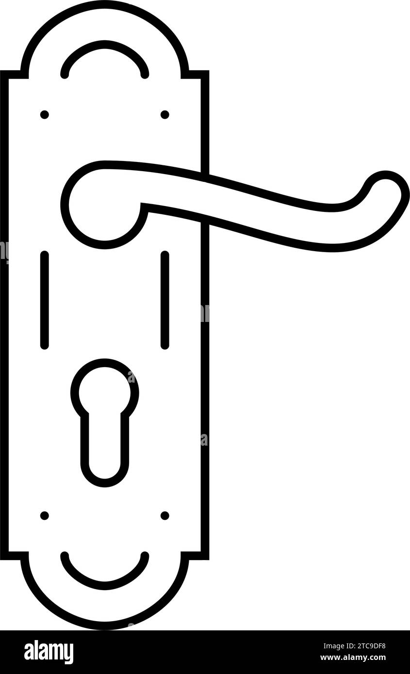 lock door hardware furniture fitting line icon vector illustration