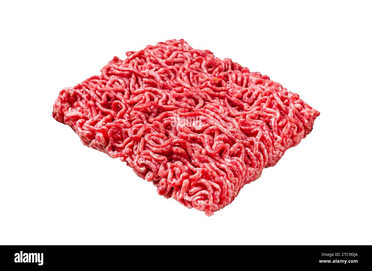 Uncooked Mince from marbled beef Meat, raw ground meat. Isolated, white