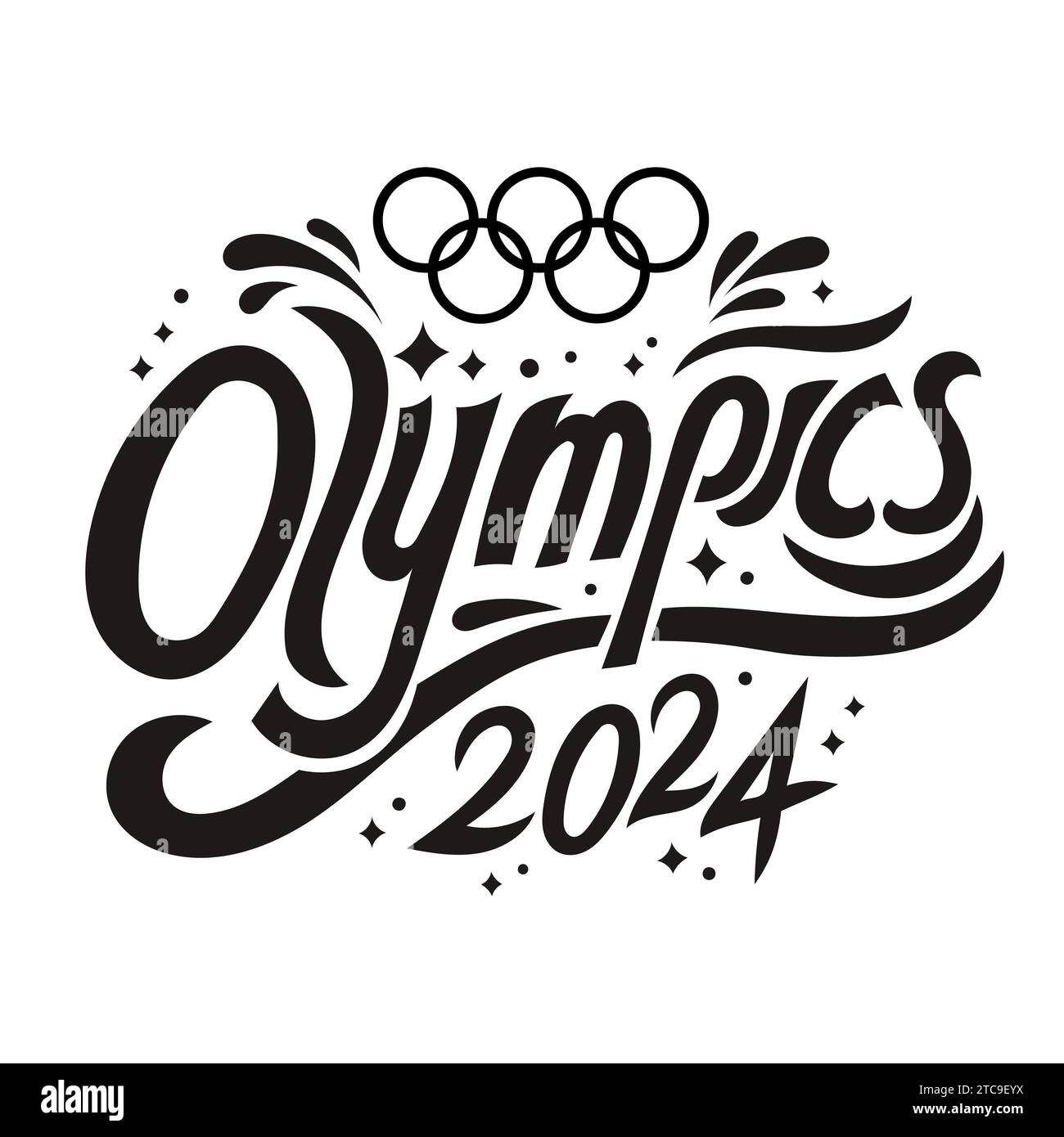 Olympic Games 2024. Summer Olympic Games in Paris 2024. Black lettering isolated on white background. Stock Vector
