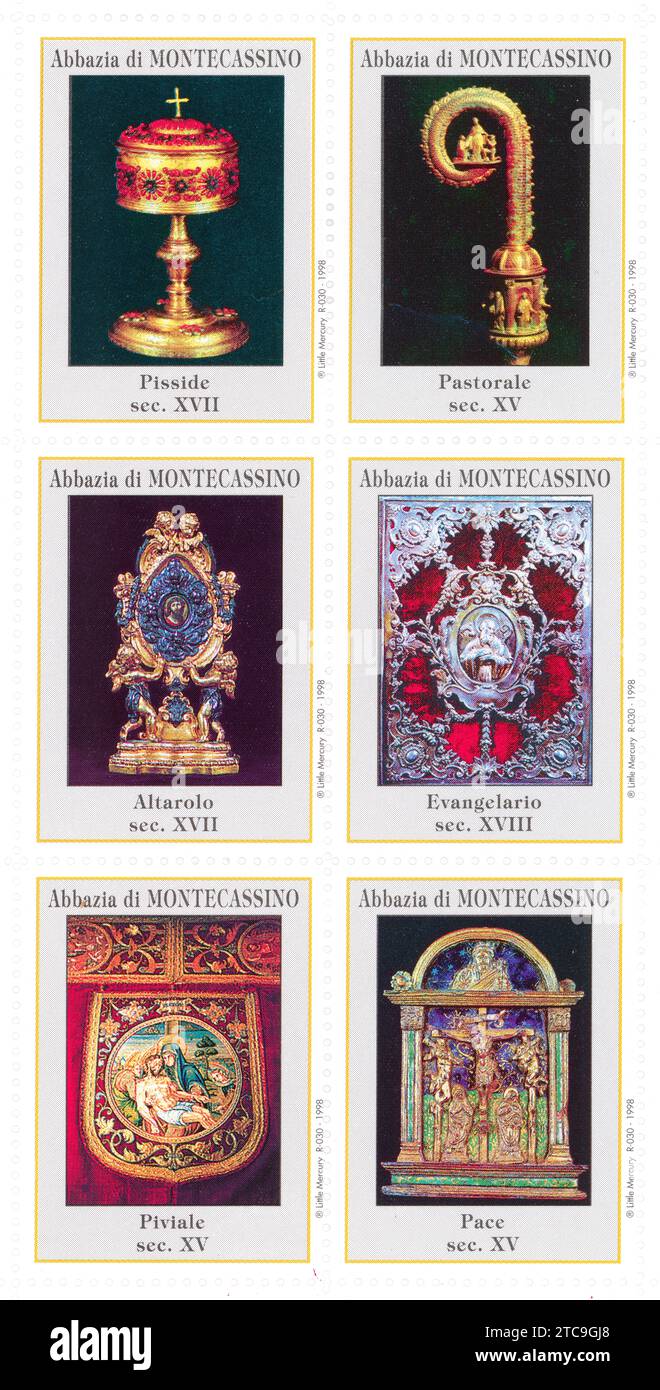 The Museum of the Abbey of Montecassino – Stamps. 16th century choir. Stock Photo