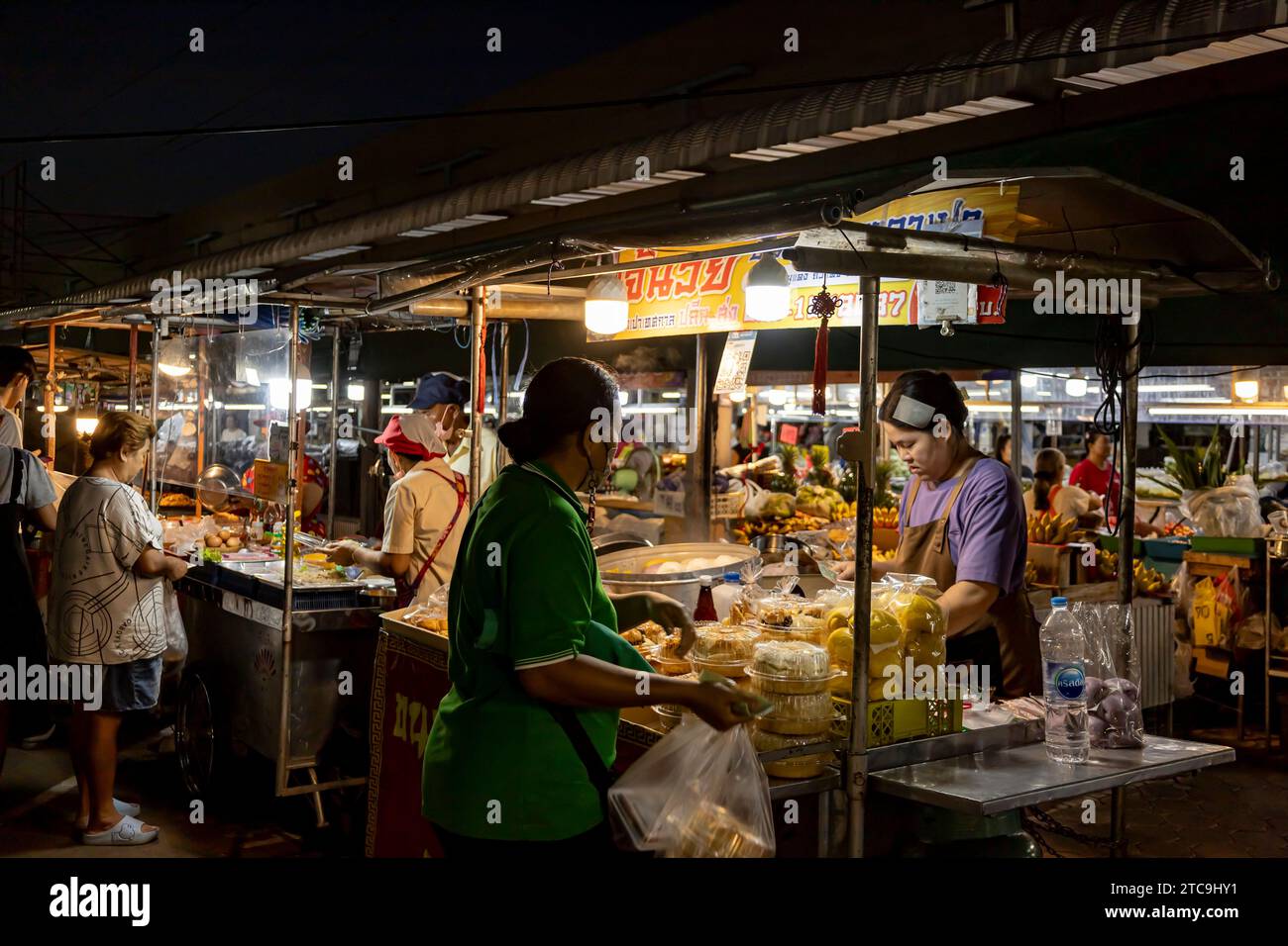Food court of Yamo market, stall area of night market, Nakhon Ratchasima, Isan, Thailand, Southeast Asia, Asia Stock Photo
