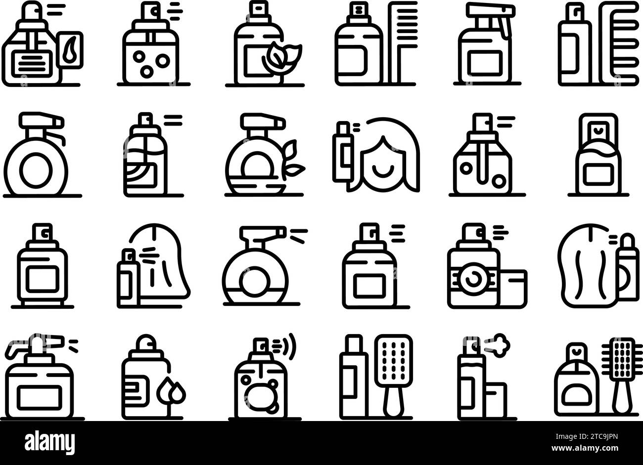 Hair Spray icons set outline vector. Aerosol hair bottle. Plastic tube