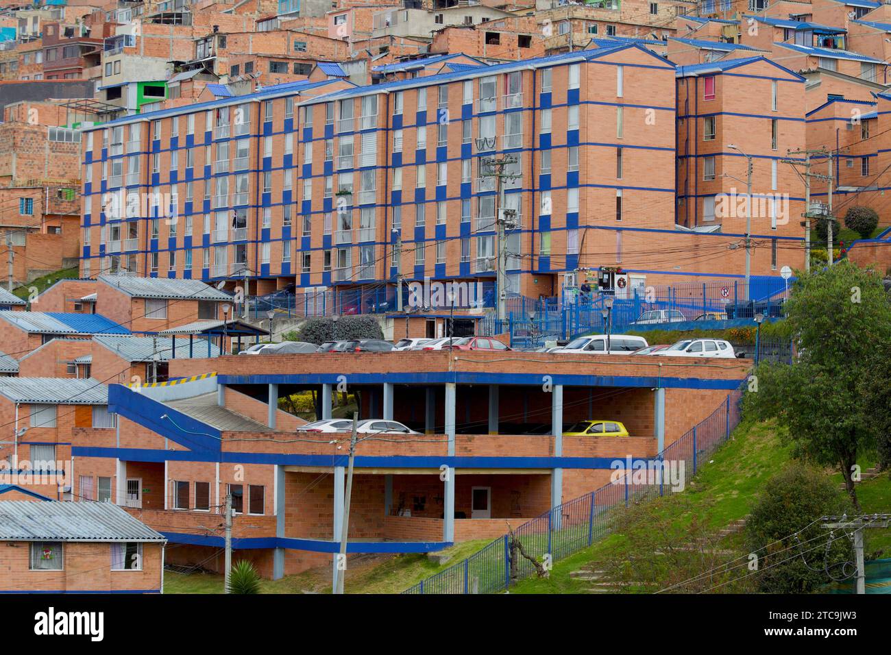 BogotaColombia11122023. Houses and brick buildings are seen in a