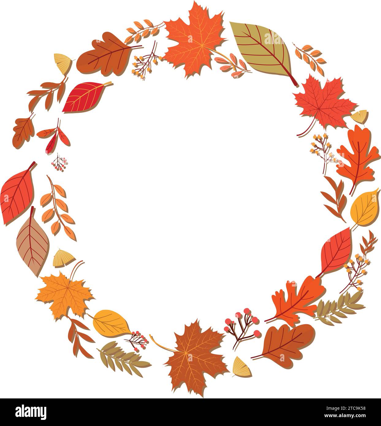 Isolated empty rounded label made by autumn leaves Vector Stock Vector ...