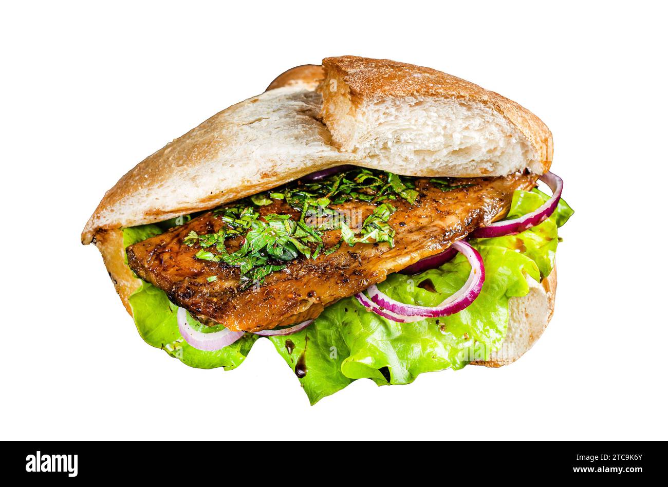 Turkish fish sandwich with grilled mackerel fillet Balik Ekmek