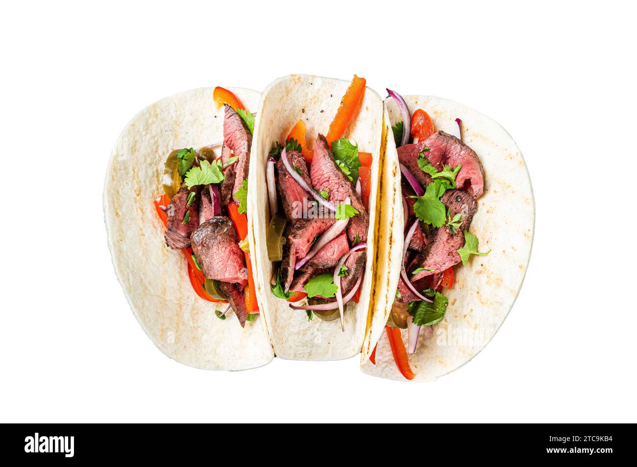 Homemade Mexican Steak Steet Tacos with Cilantro, green sauce