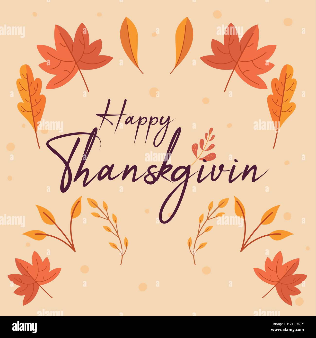 Happy thanksgiving lettering with autumn leaves Vector Stock Vector ...