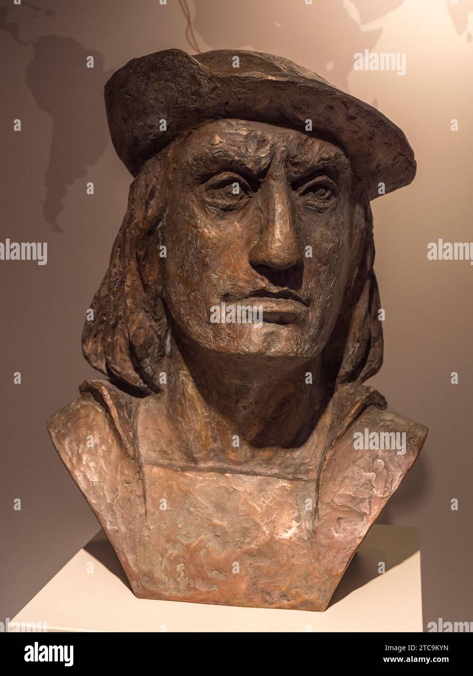 Bust of explorer in the International Maritime Museum in HafenCity, Hamburg, Germany. Stock Photo