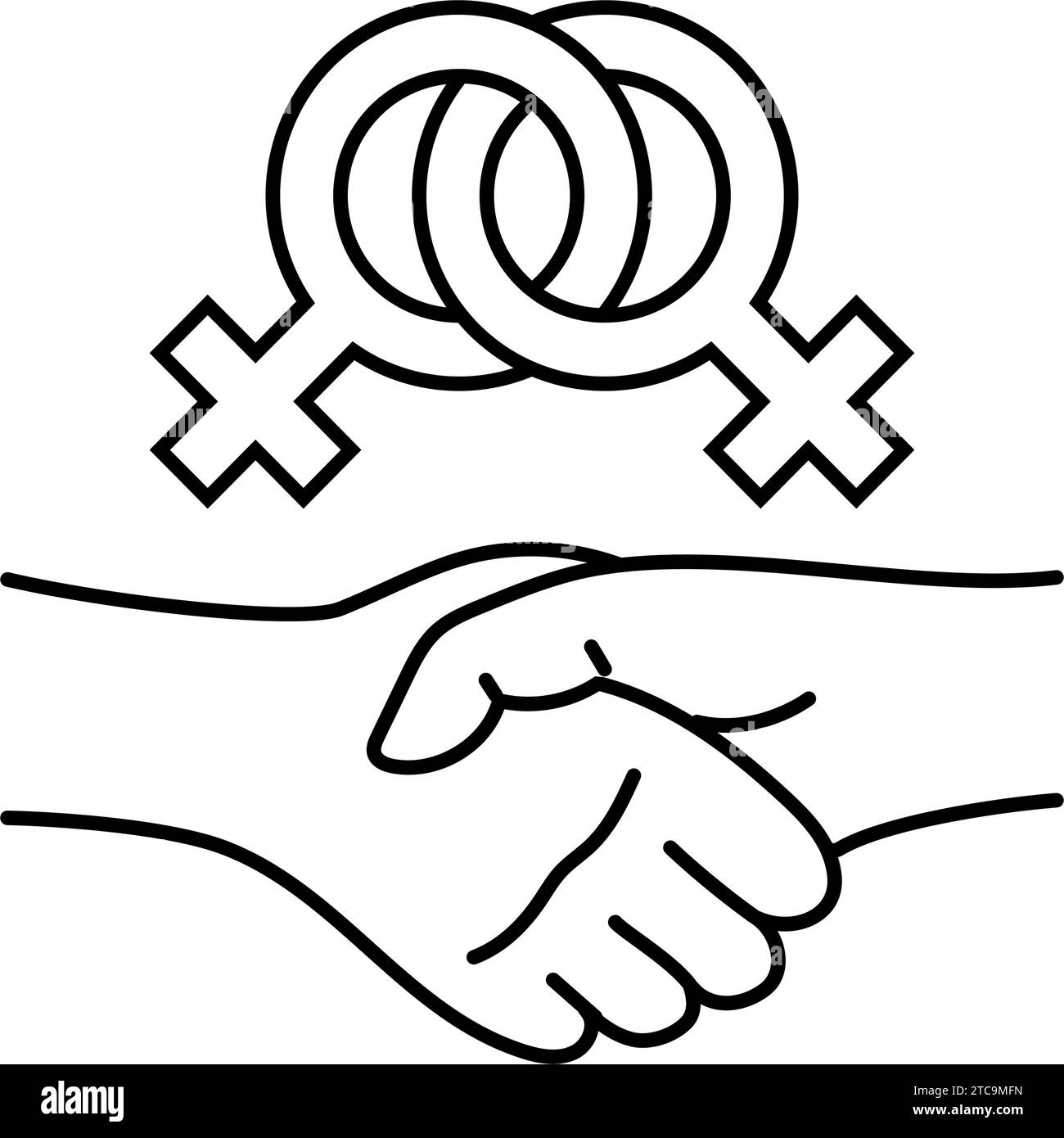sisterhood support feminism woman line icon vector illustration Stock ...