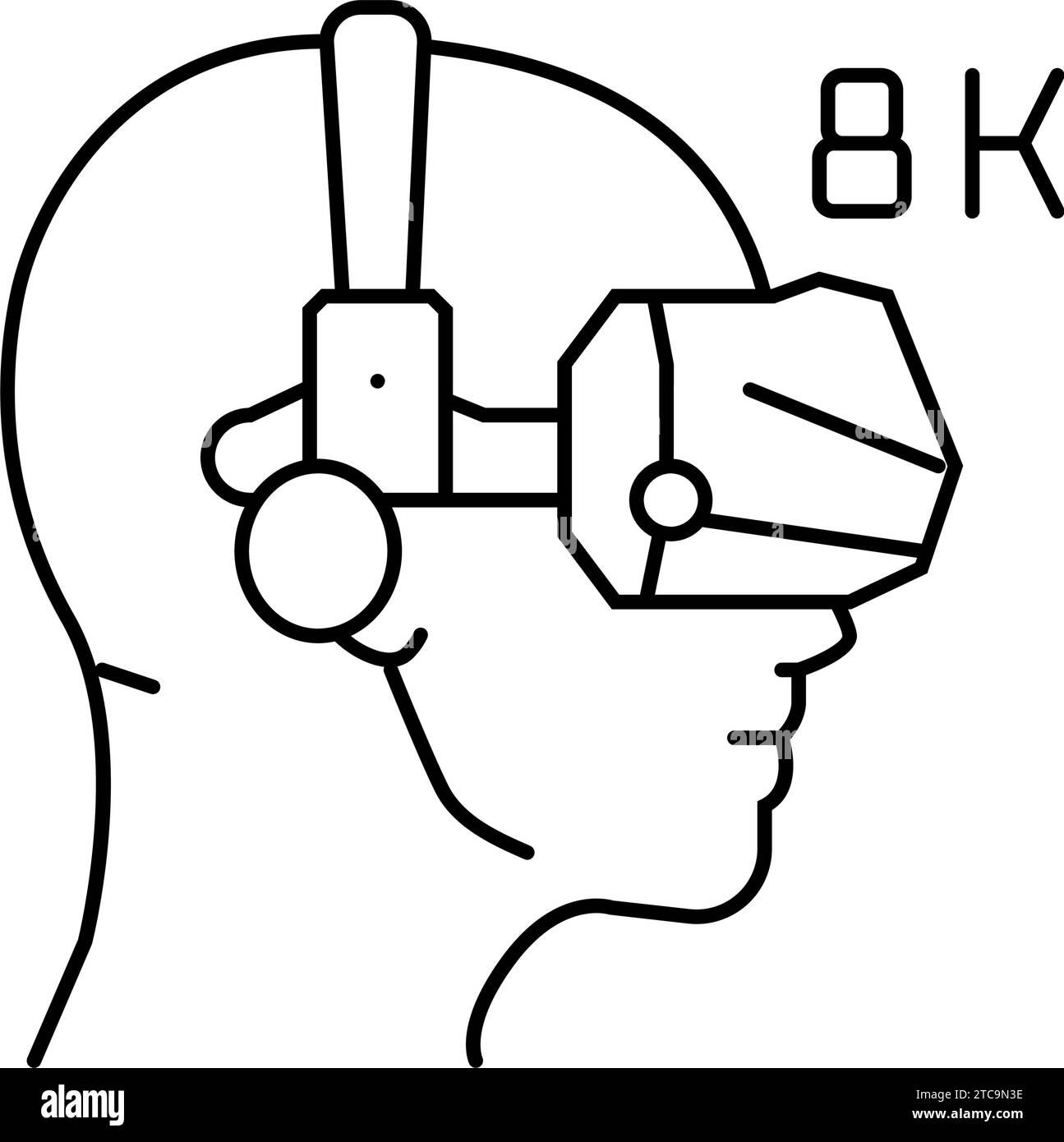 8k virtual reality headset future technology line icon vector ...