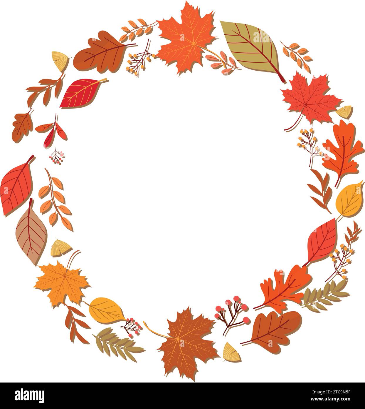 Isolated empty rounded label made by autumn leaves Vector Stock Vector ...