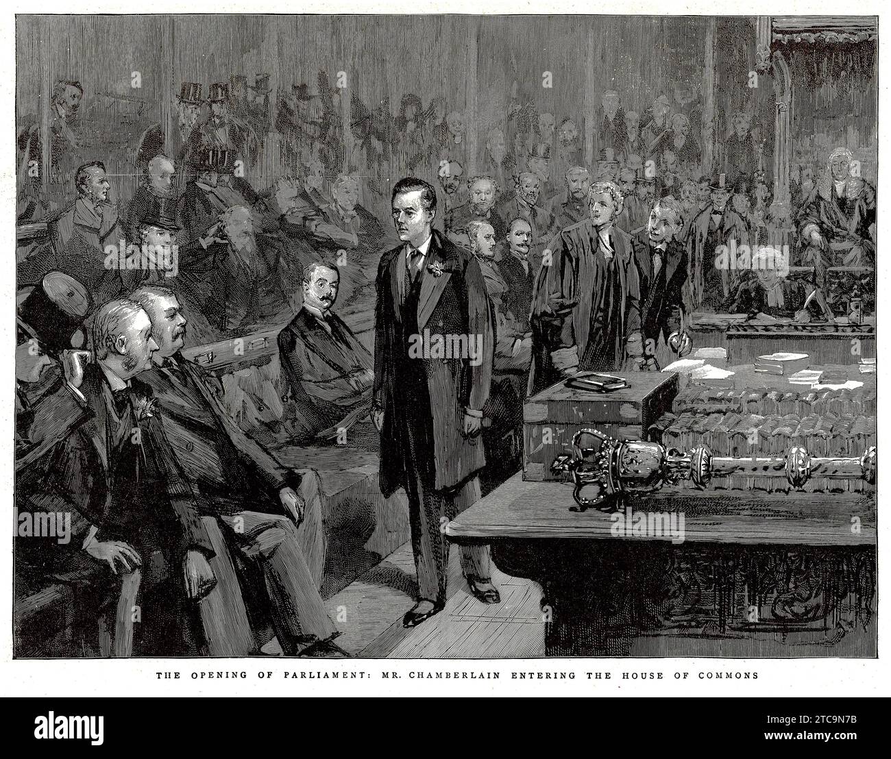 Mr Chamberlain entering the house of commons for the opening of parliament, published  1896 Stock Photo