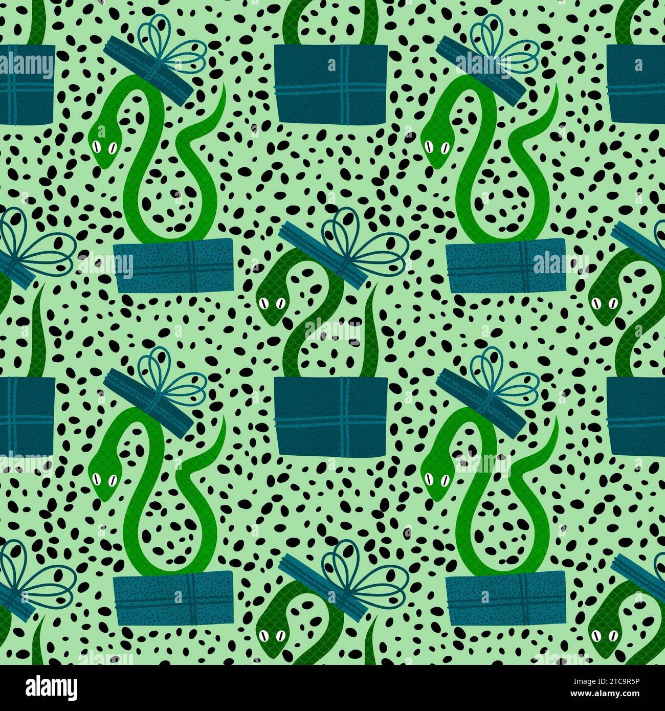 Snake Pattern Box Christmas cartoon animals seamless snake and gift box pattern for new ...