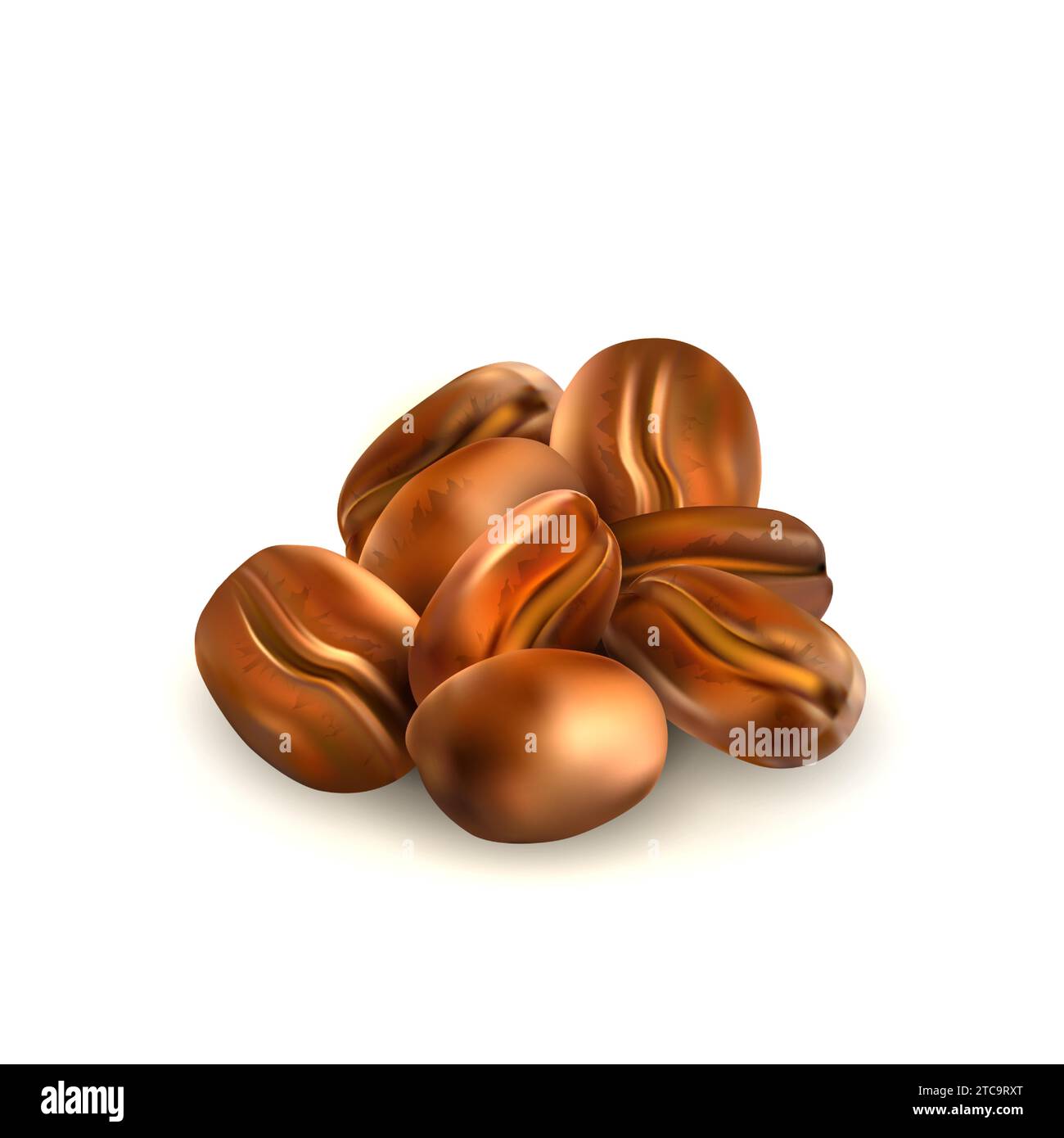 Pile of roasted coffee beans. Coffee seeds 3d vector on white