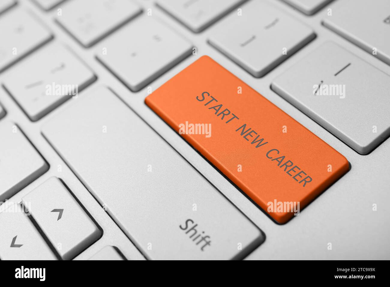 Button with text START NEW CAREER on modern computer keyboard, closeup Stock Photo