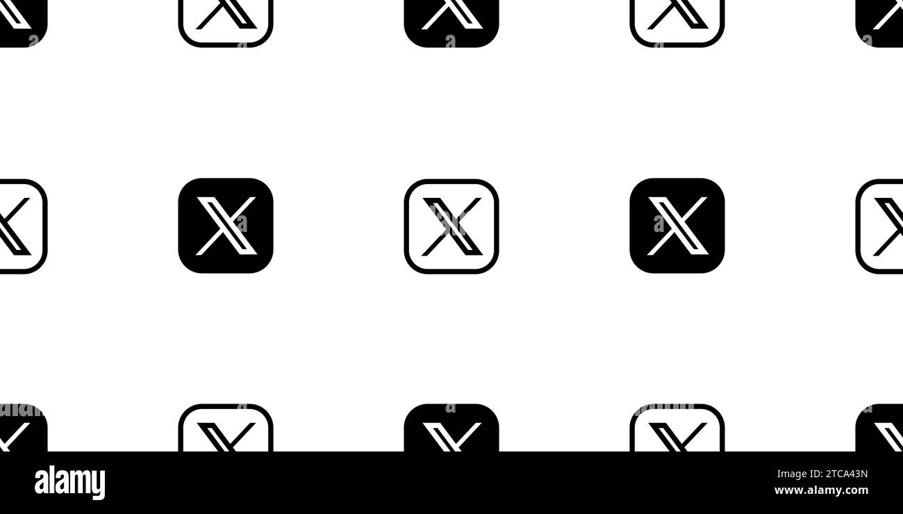 Seamless pattern with Twitter new logo, logo brand Twitter with X