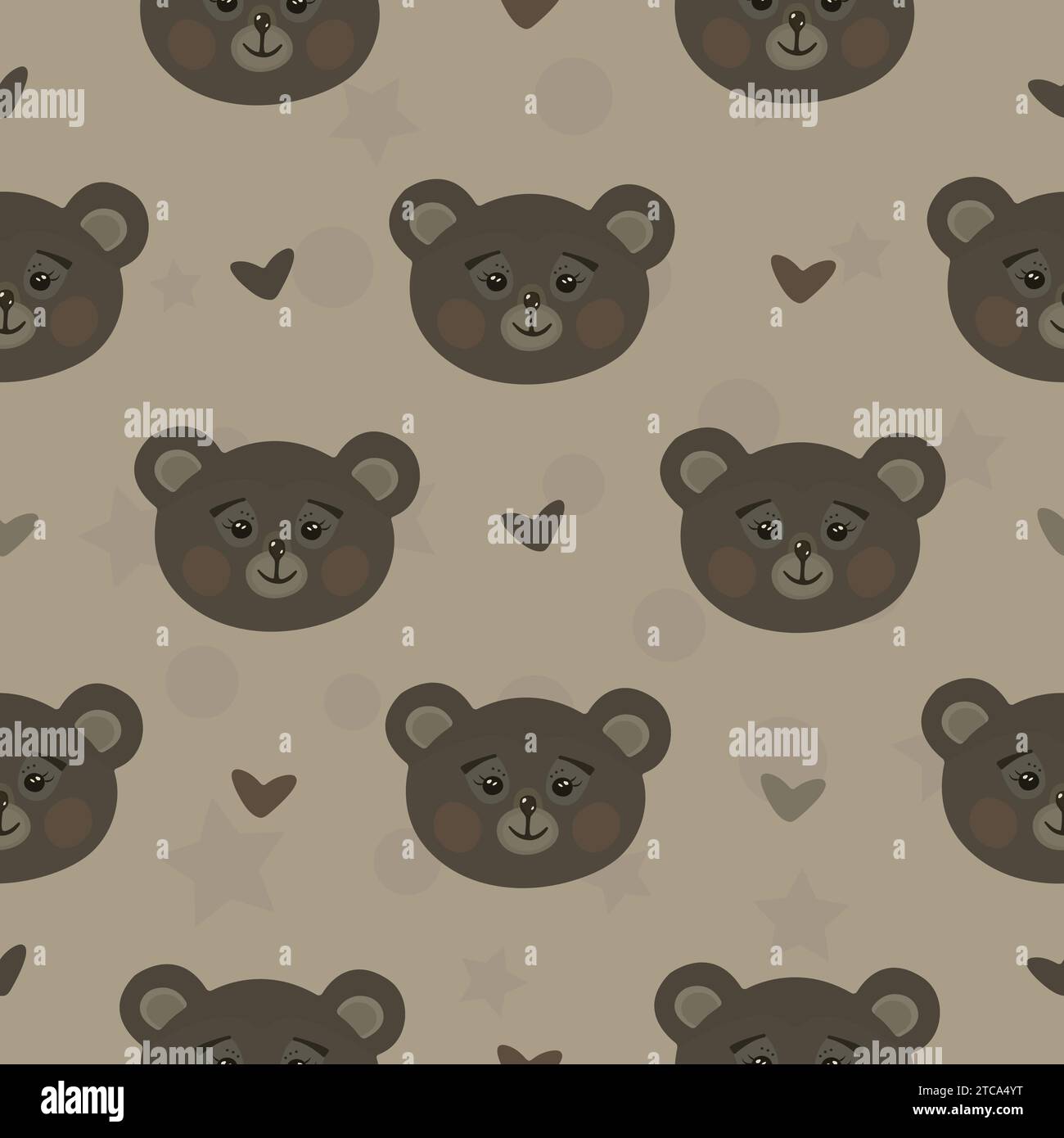 Cute brown bears, scandinavian design, vector seamless pattern, endless background Stock Vector