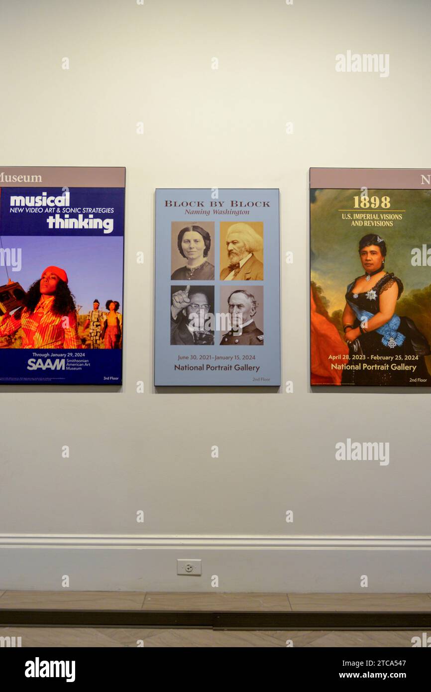 Exhibition posters inside the Smithsonian American Art Museum in
