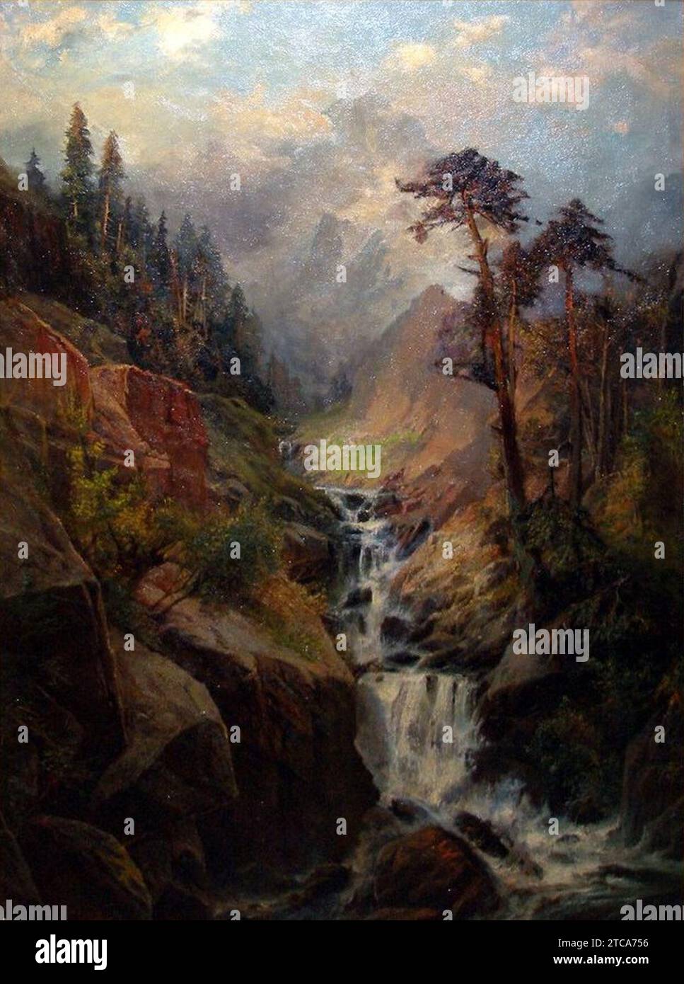 Mountain Landscape with Waterfall by Carl Philipp Weber Stock Photo - Alamy