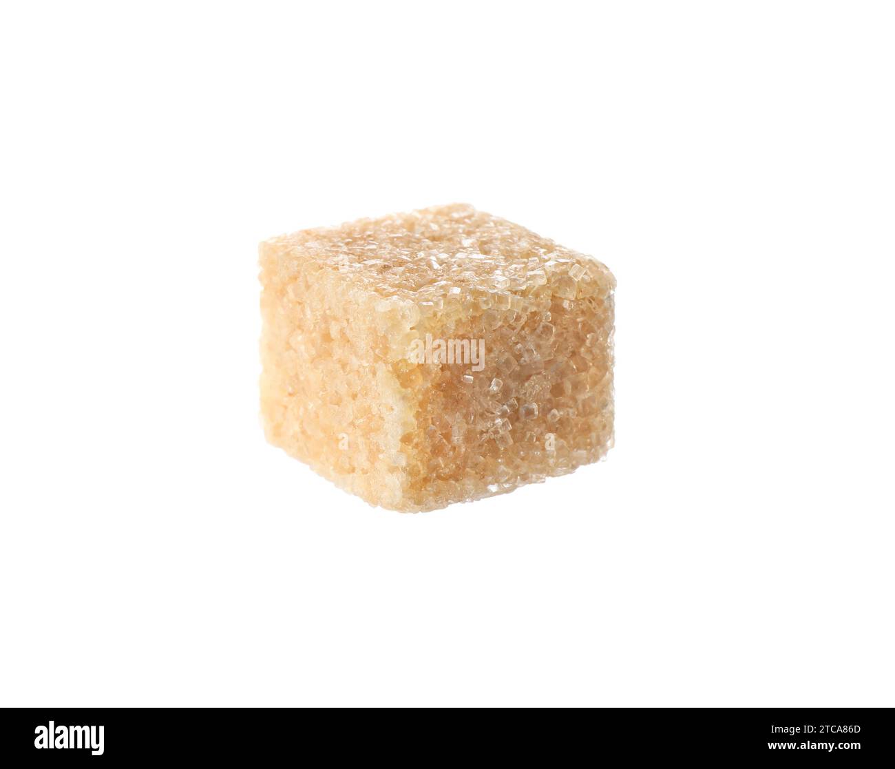 One brown sugar cube isolated on white Stock Photo Alamy