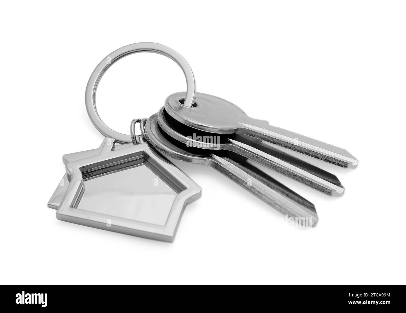 House Keys With House Shaped Keychain Isolated On White Background Stock  Photo - Download Image Now - iStock