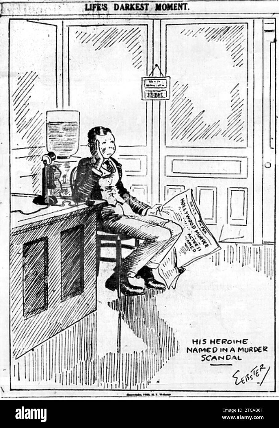 Webster cartoon about murder of William Desmond Taylor. Stock Photo